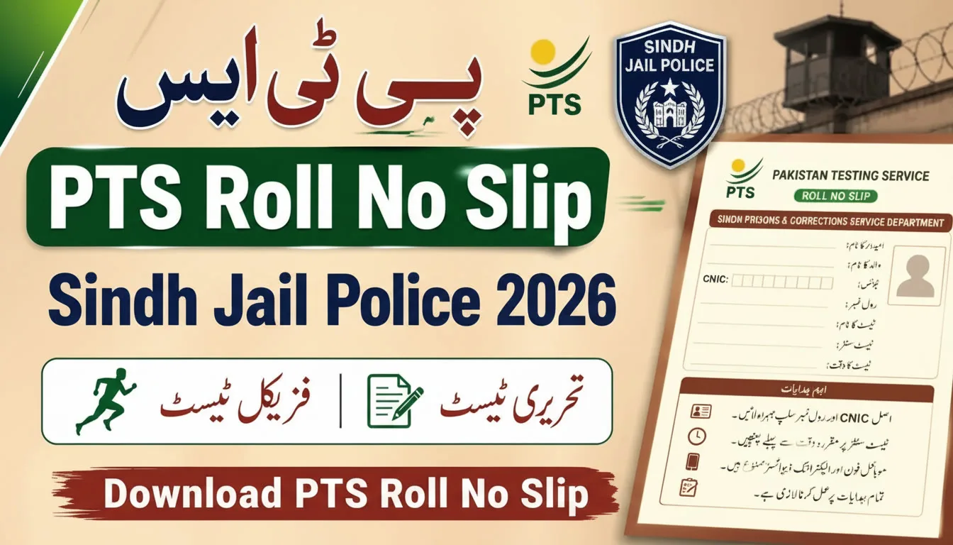 PTS Roll No Slip Sindh Jail Police 2026 Physical & Written Test